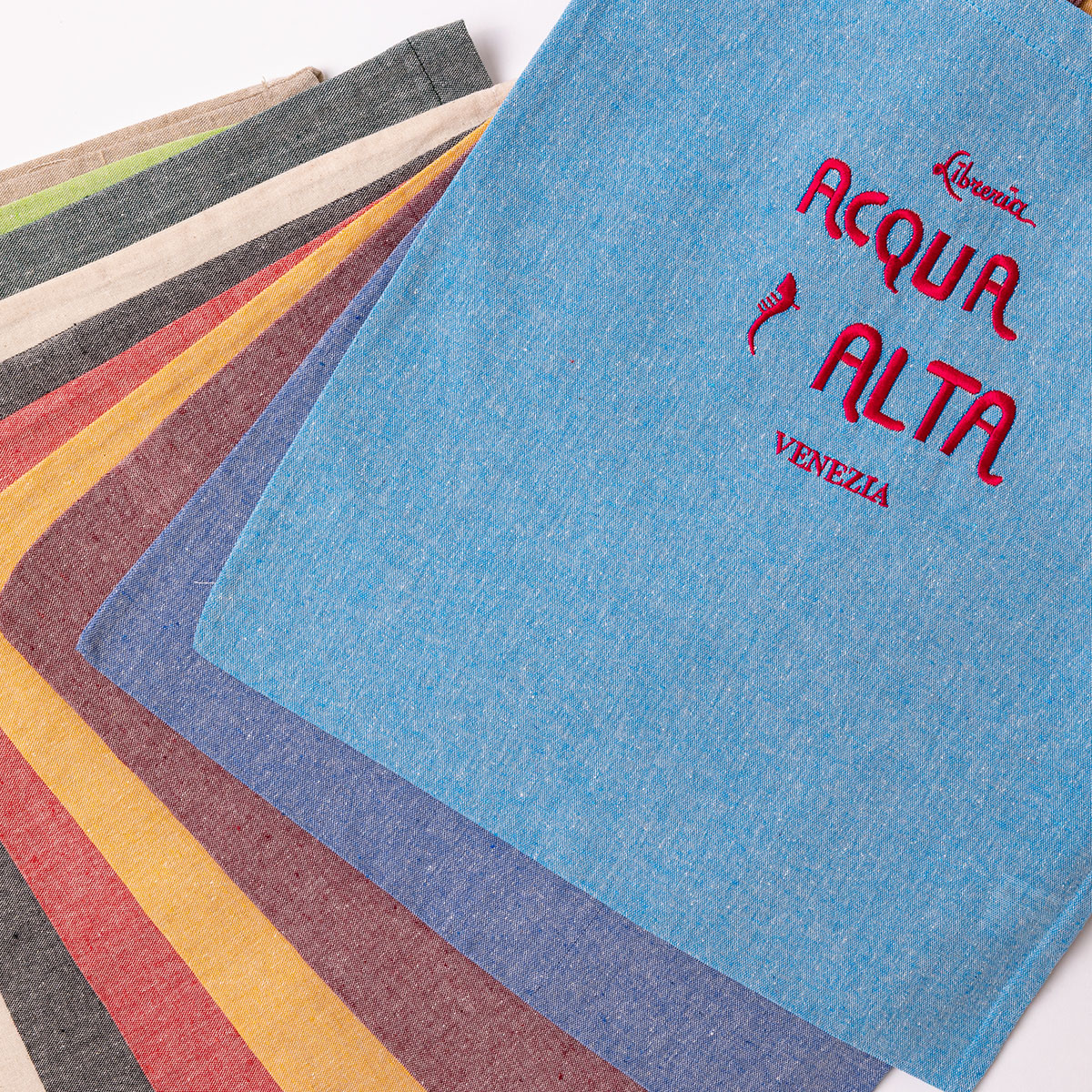 Shopper in cotone con ricamo